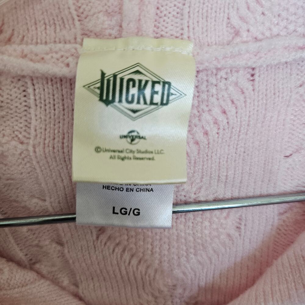 Wicked Brand Girls Hooded Sweater, Pink Cable Knit, Full Zip, Size L - Picture 4 of 10